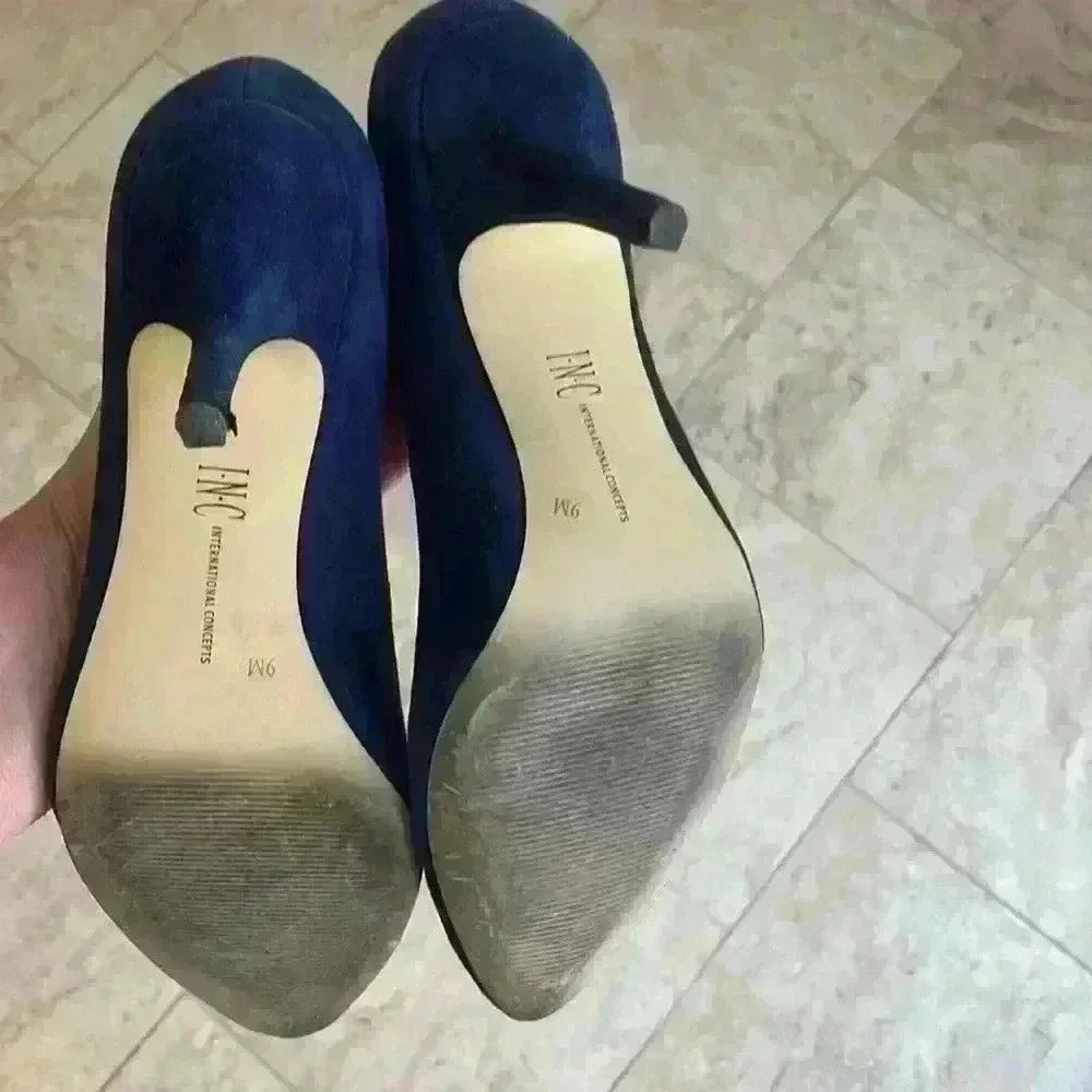 INC royal Blue Suede Classic Pumps3.5” Heel Size9M - Picture 5 of 8